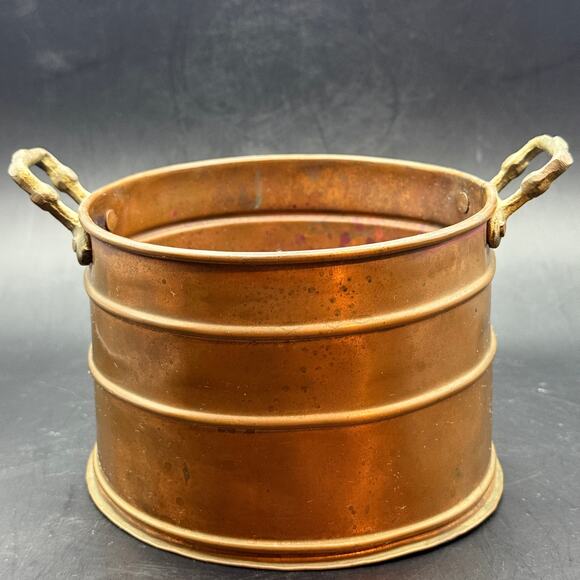 Handmade Turkish copper planter roundish oval planter - Picture 3 of 5